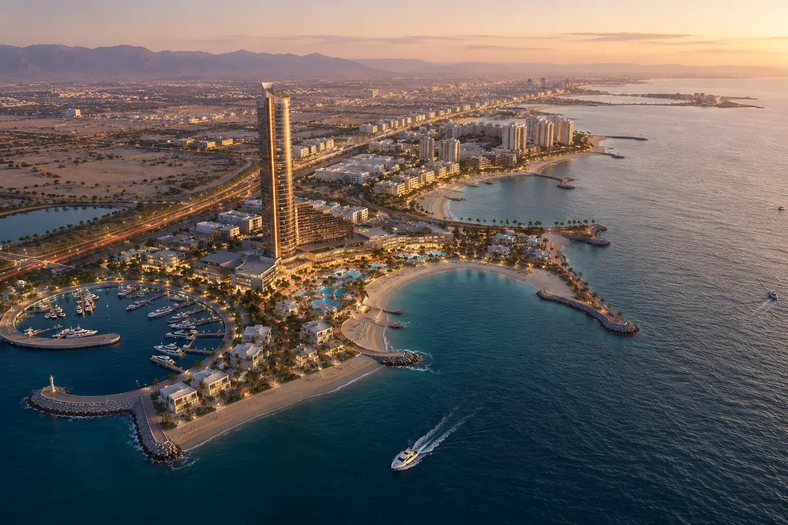 Ras Al Khaimah skyline with mountains - MORI real estate
